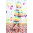 Xmas Plain Style Rainbow Chevron Baby Jumpsuit & Cap Set TH534